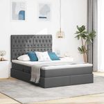 Casa si Gradina - Mobilier - Paturi si accesorii - Paturi - Pat cu saltea si spatiu de depozitare Gri inchis 140 x 200 cm - Infinity.ro
