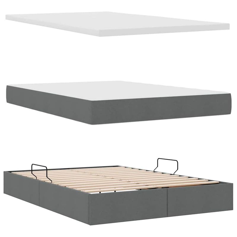 Casa si Gradina - Mobilier - Paturi si accesorii - Paturi - Pat cu saltea si spatiu de depozitare Gri inchis 140 x 200 cm - Infinity.ro