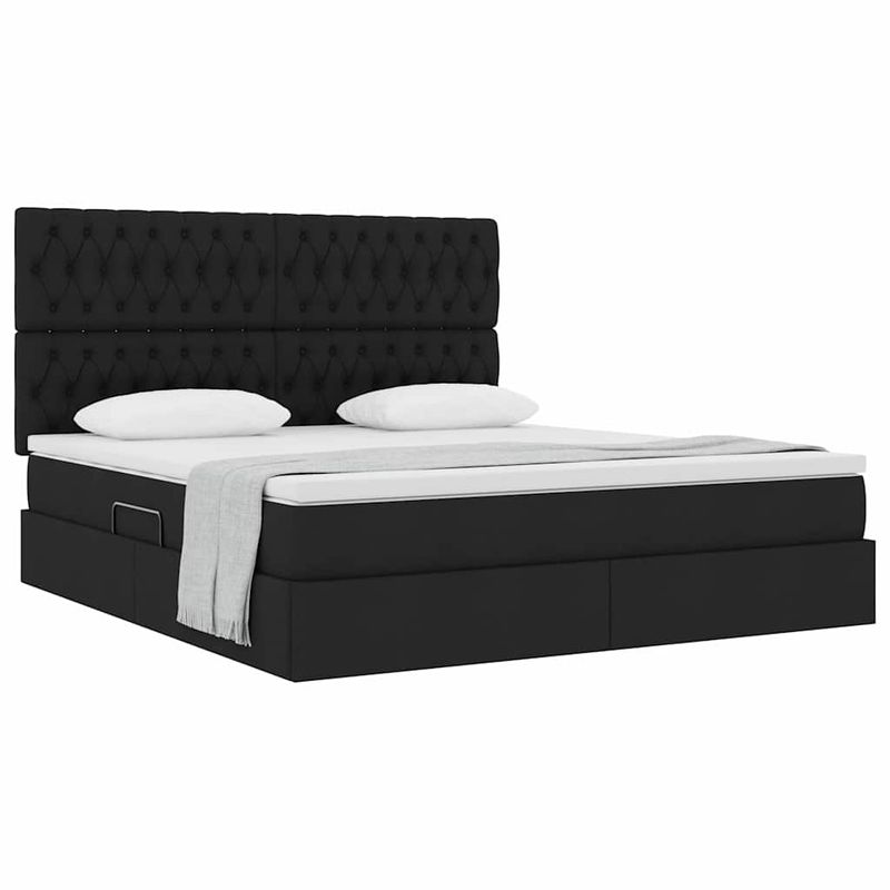 Casa si Gradina - Mobilier - Paturi si accesorii - Paturi - Pat cu saltea si spatiu de depozitare Negru 160 x 200 cm - Infinity.ro