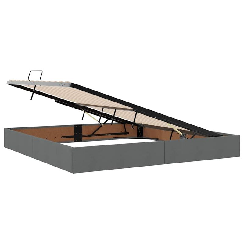 Casa si Gradina - Mobilier - Paturi si accesorii - Paturi - Pat cu saltea si spatiu de depozitare Gri inchis 200 x 200 cm - Infinity.ro