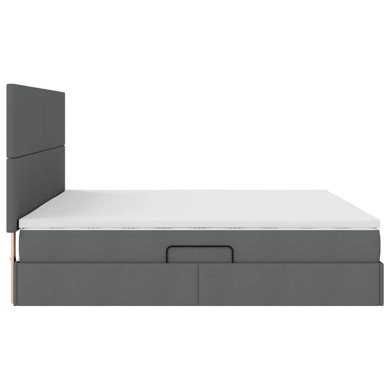 Casa si Gradina - Mobilier - Paturi si accesorii - Paturi - Pat cu saltea si spatiu de depozitare Gri inchis 200 x 200 cm - Infinity.ro