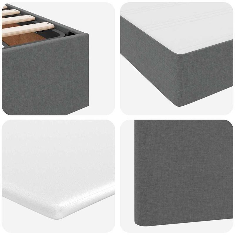 Casa si Gradina - Mobilier - Paturi si accesorii - Paturi - Pat cu saltea si spatiu de depozitare Gri inchis 200 x 200 cm - Infinity.ro