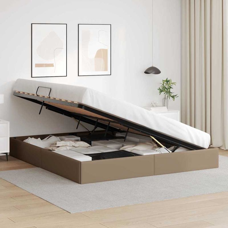 Casa si Gradina - Mobilier - Paturi si accesorii - Paturi - Pat cu storage Cappuccino 180 x 200 cm Piele artificiala - Infinity.ro