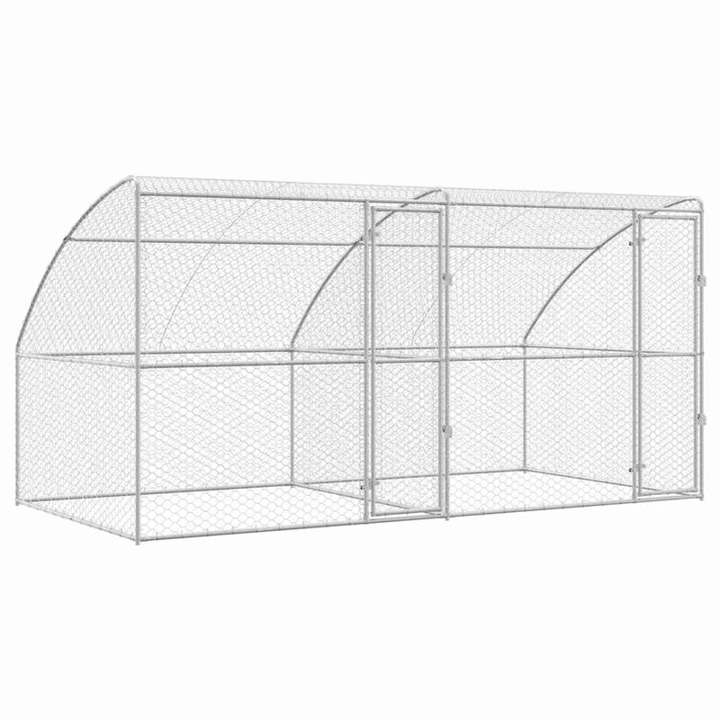 Petshop - Accesorii petshop - Culcusuri si custi - Custi interior si exterior - Cusca pentru caini 2 pcs Argintiu 4 x 2 x 2 m Otel - Infinity.ro