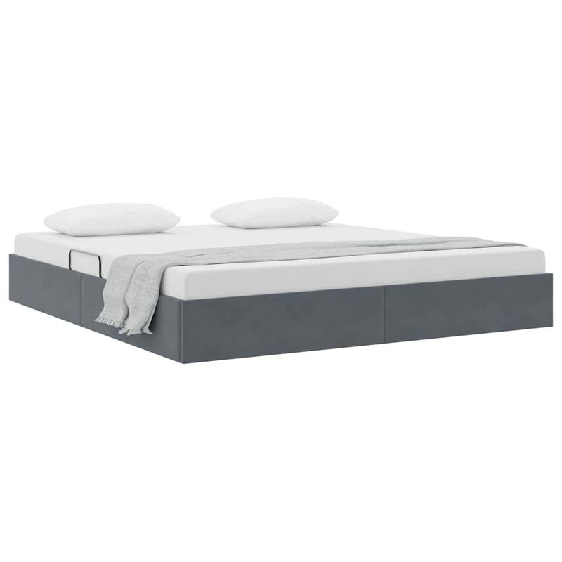 Casa si Gradina - Mobilier - Paturi si accesorii - Paturi - Pat cu storage cu saltea Gri inchis 180 x 200 cm Catifea - Infinity.ro