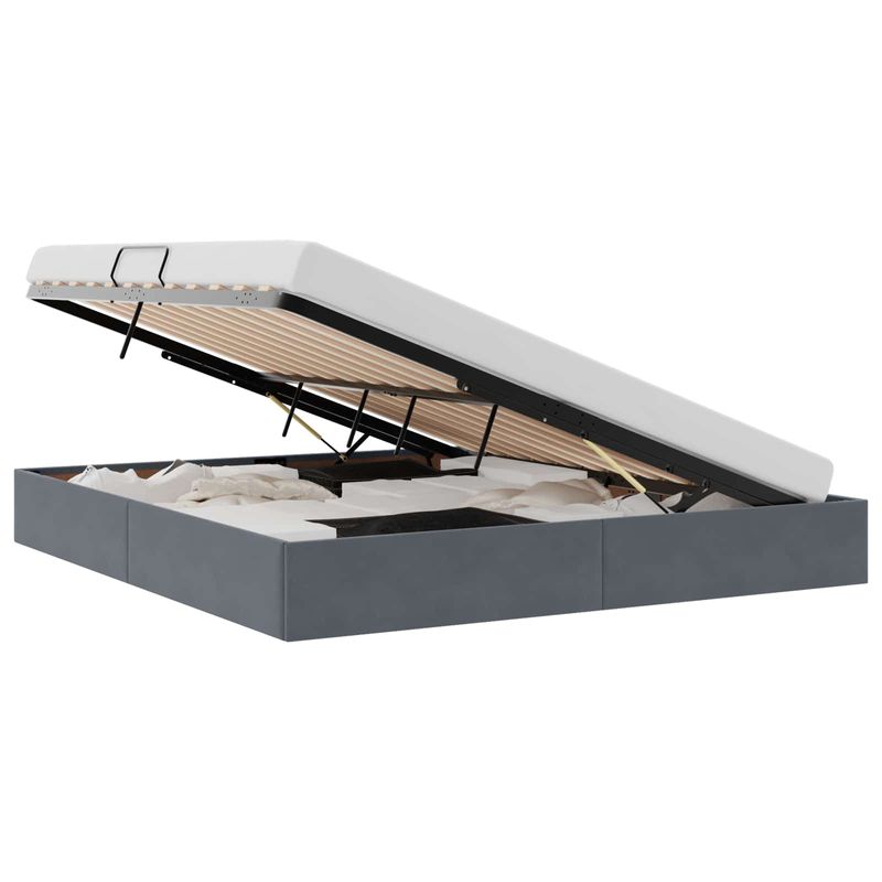 Casa si Gradina - Mobilier - Paturi si accesorii - Paturi - Pat cu storage cu saltea Gri inchis 180 x 200 cm Catifea - Infinity.ro