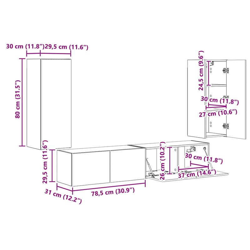 Casa si Gradina - Mobilier - Seturi de mobilier - Seturi living - Set de mobilier Stejar Sonoma 78,5 x 30 x 29,5 cm - Infinity.ro