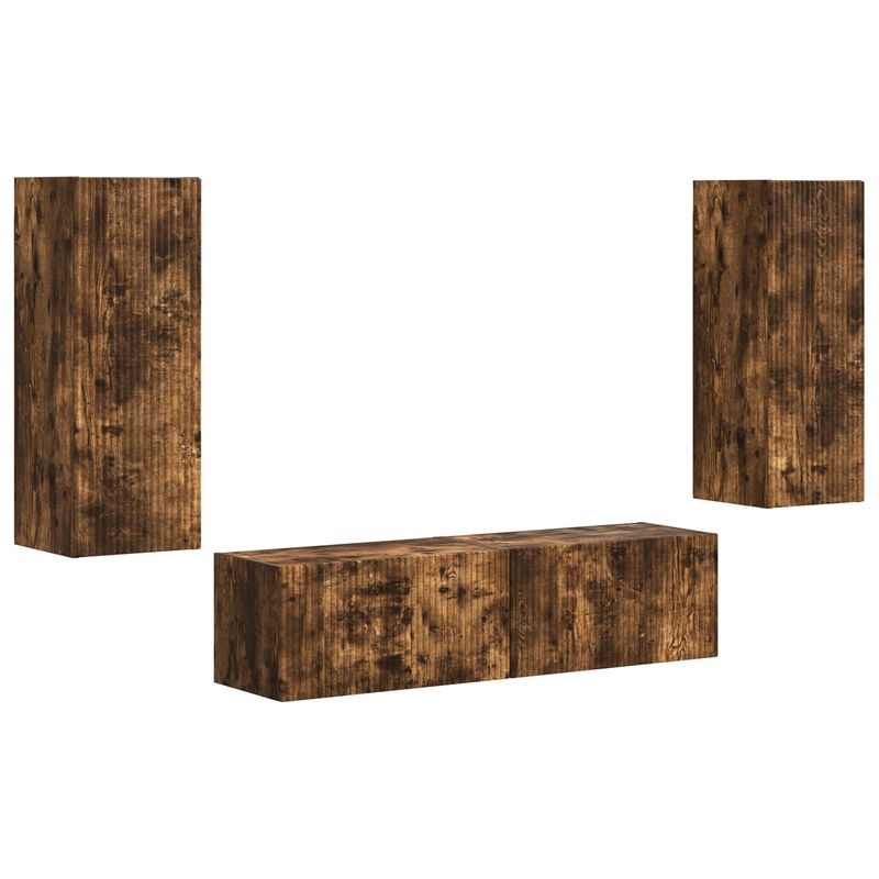 Casa si Gradina - Mobilier - Comode si corpuri - Comode - Set comoda TV Pe perete 2 pcs Stejar fumuriu Lemn compozit - Infinity.ro