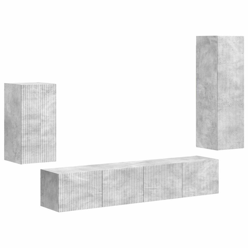 Casa si Gradina - Mobilier - Comode si corpuri - Comode - Set comoda TV Pe perete 3 pcs Gri din beton Lemn compozit - Infinity.ro