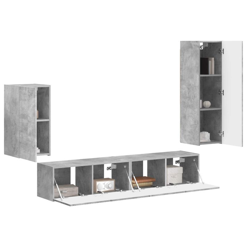 Casa si Gradina - Mobilier - Comode si corpuri - Comode - Set comoda TV Pe perete 3 pcs Gri din beton Lemn compozit - Infinity.ro