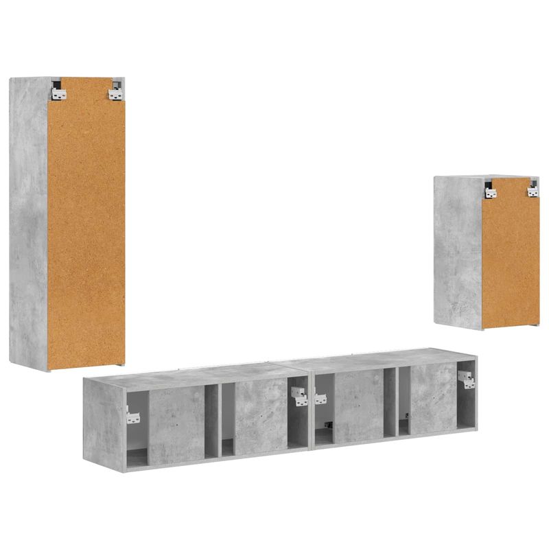 Casa si Gradina - Mobilier - Comode si corpuri - Comode - Set comoda TV Pe perete 3 pcs Gri din beton Lemn compozit - Infinity.ro