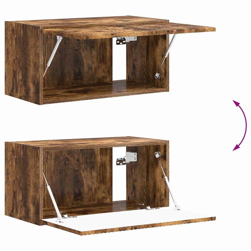 Casa si Gradina - Mobilier - Comode si corpuri - Comode - Set comoda TV Pe perete 2 pcs Stejar fumuriu Lemn compozit - Infinity.ro