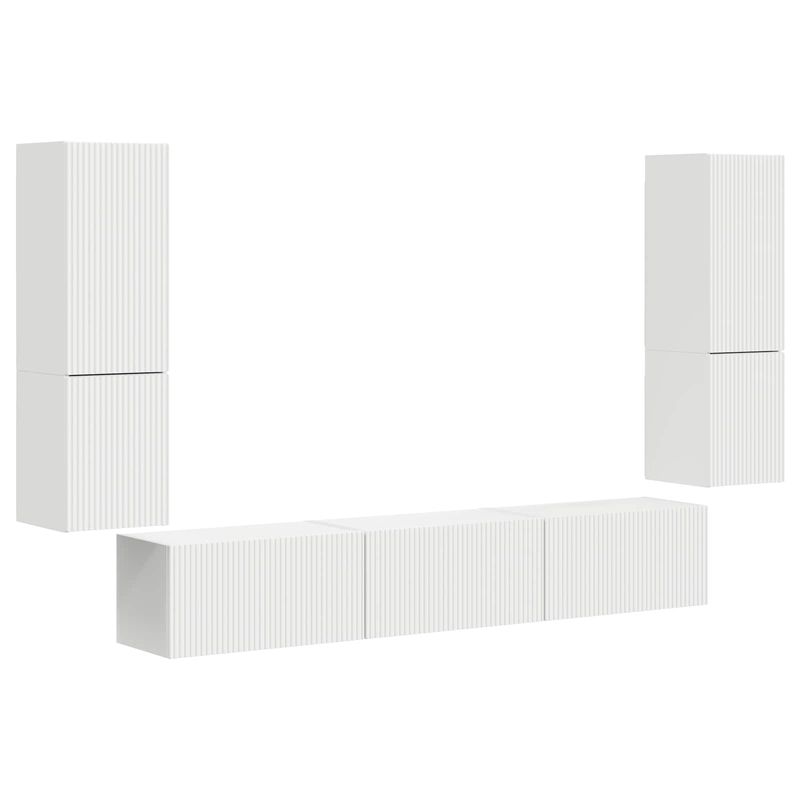 Casa si Gradina - Mobilier - Comode si corpuri - Comode - Set comoda TV Pe perete 4 pcs Alb Lemn compozit - Infinity.ro