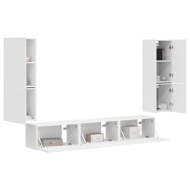Casa si Gradina - Mobilier - Comode si corpuri - Comode - Set comoda TV Pe perete 4 pcs Alb Lemn compozit - Infinity.ro