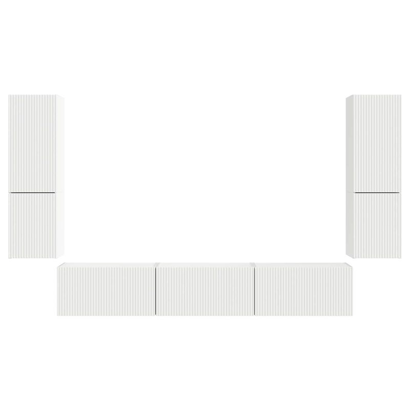 Casa si Gradina - Mobilier - Comode si corpuri - Comode - Set comoda TV Pe perete 4 pcs Alb Lemn compozit - Infinity.ro