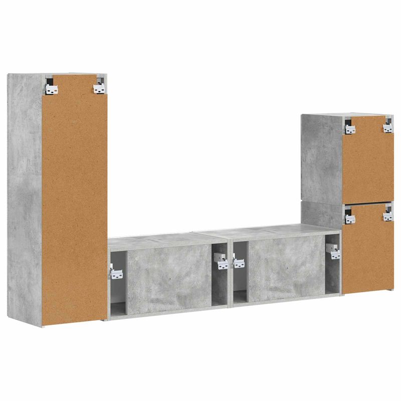Casa si Gradina - Mobilier - Comode si corpuri - Comode - Set comoda TV Pe perete 4 pcs Gri din beton Lemn compozit - Infinity.ro