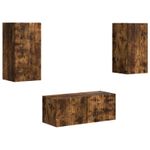 Casa si Gradina - Mobilier - Comode si corpuri - Comode - Set comoda TV Pe perete 6 pcs Stejar fumuriu Lemn compozit - Infinity.ro