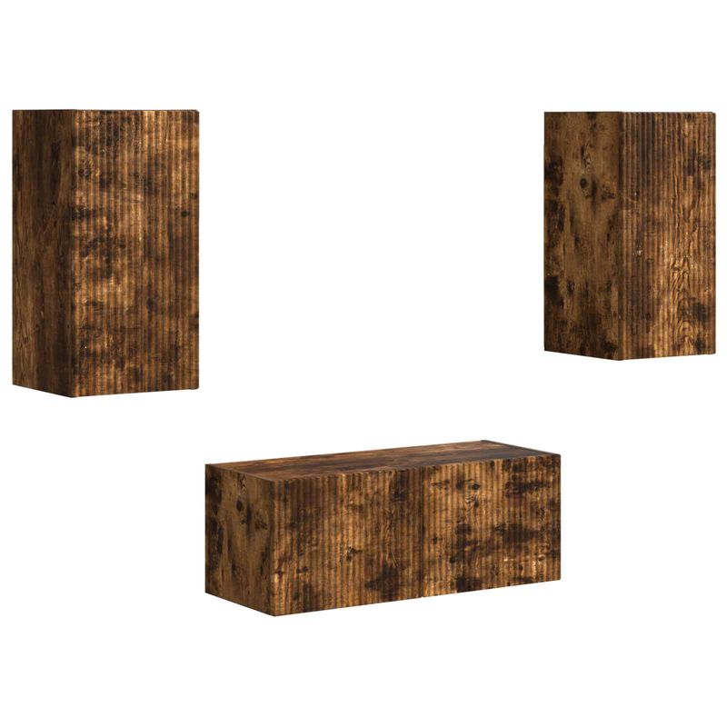 Casa si Gradina - Mobilier - Comode si corpuri - Comode - Set comoda TV Pe perete 6 pcs Stejar fumuriu Lemn compozit - Infinity.ro