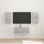 Casa si Gradina - Mobilier - Comode si corpuri - Comode - Set comoda TV Pe perete 6 pcs Gri din beton Lemn compozit - Infinity.ro