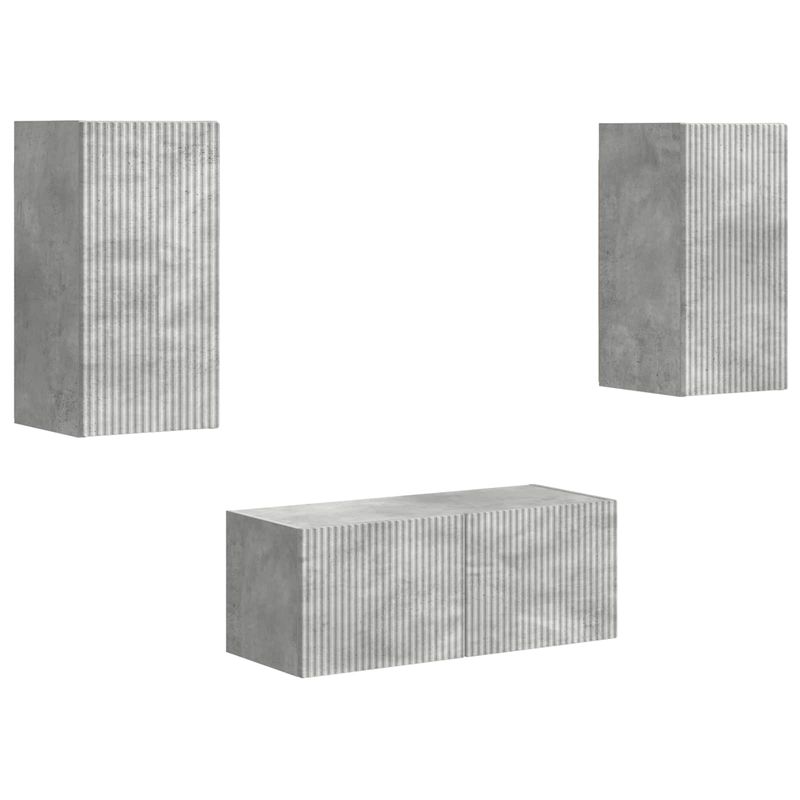 Casa si Gradina - Mobilier - Comode si corpuri - Comode - Set comoda TV Pe perete 6 pcs Gri din beton Lemn compozit - Infinity.ro