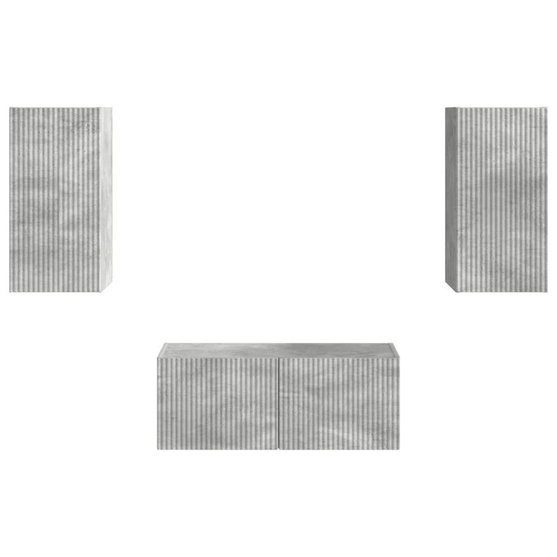 Casa si Gradina - Mobilier - Comode si corpuri - Comode - Set comoda TV Pe perete 6 pcs Gri din beton Lemn compozit - Infinity.ro