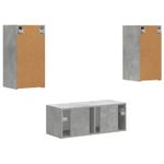 Casa si Gradina - Mobilier - Comode si corpuri - Comode - Set comoda TV Pe perete 6 pcs Gri din beton Lemn compozit - Infinity.ro