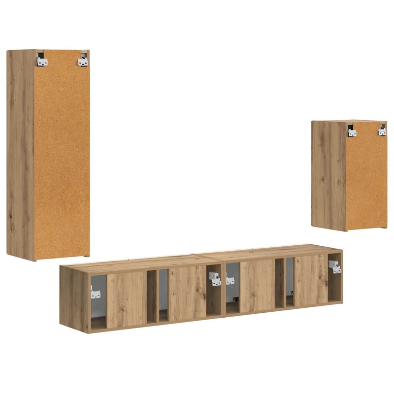 Casa si Gradina - Mobilier - Comode si corpuri - Comode - Set comoda TV Pe perete 3 pcs Stejar Artizanal Lemn compozit - Infinity.ro
