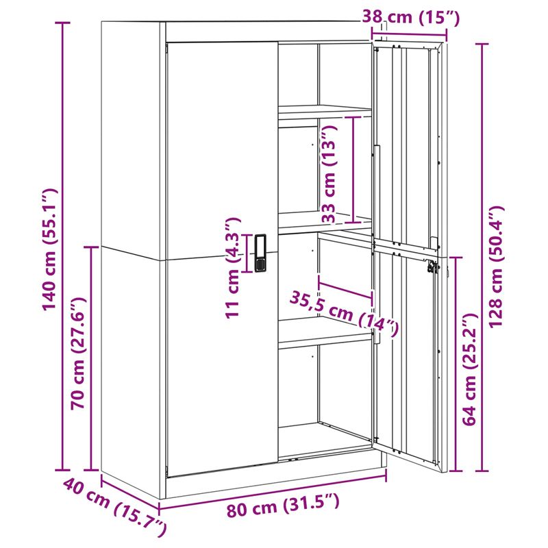 Casa si Gradina - Mobilier - Dulapuri si sifoniere - Dulapuri - Dulap de depozitare cu depozitare 2 pcs Negru 80 x 40 x 140 cm - Infinity.ro
