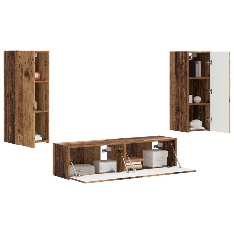 Casa si Gradina - Mobilier - Comode si corpuri - Comode - Set comoda TV Pe perete 2 pcs Lemn vechi Lemn compozit - Infinity.ro