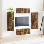 Casa si Gradina - Mobilier - Comode si corpuri - Comode - Set comoda TV Pe perete 4 pcs Stejar fumuriu Lemn compozit - Infinity.ro
