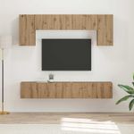 Casa si Gradina - Mobilier - Comode si corpuri - Comode - Set comoda TV Pe perete 4 pcs Alb lucios Lemn compozit - Infinity.ro