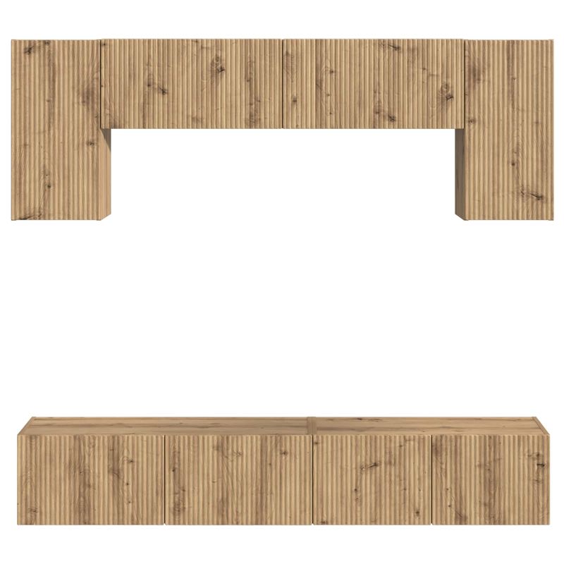 Casa si Gradina - Mobilier - Comode si corpuri - Comode - Set comoda TV Pe perete 4 pcs Alb lucios Lemn compozit - Infinity.ro
