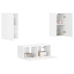 Casa si Gradina - Mobilier - Comode si corpuri - Comode - Set comoda TV Pe perete 2 pcs Alb lucios Lemn compozit - Infinity.ro
