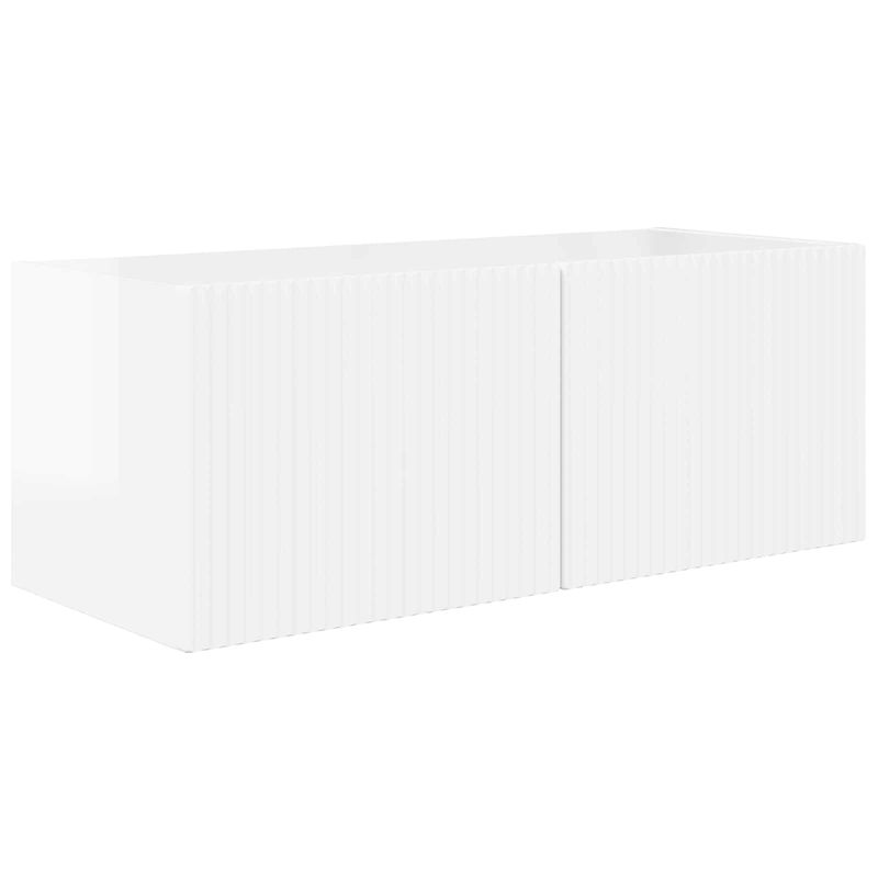 Casa si Gradina - Mobilier - Comode si corpuri - Comode - Set comoda TV Pe perete 2 pcs Alb lucios Lemn compozit - Infinity.ro