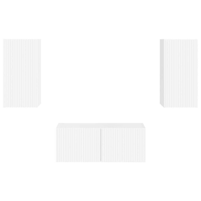 Casa si Gradina - Mobilier - Comode si corpuri - Comode - Set comoda TV Pe perete 2 pcs Alb lucios Lemn compozit - Infinity.ro