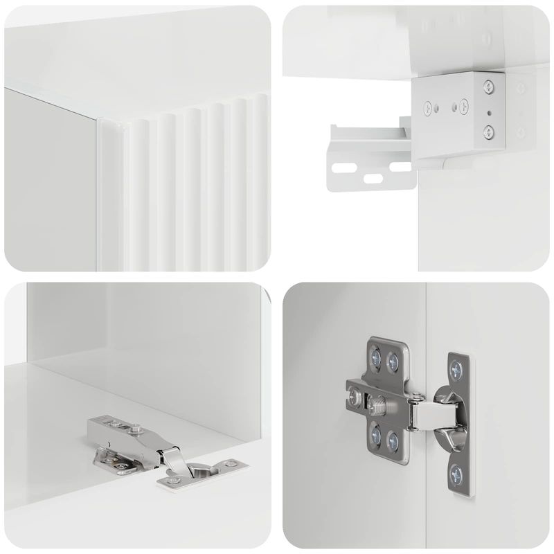 Casa si Gradina - Mobilier - Comode si corpuri - Comode - Set comoda TV Pe perete 2 pcs Alb lucios Lemn compozit - Infinity.ro