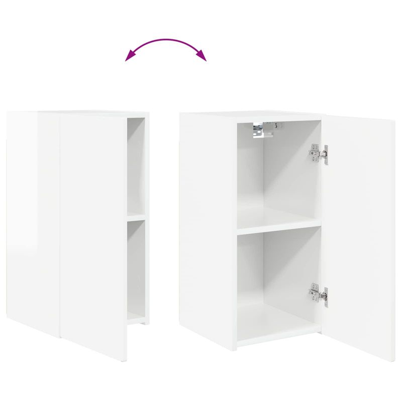 Casa si Gradina - Mobilier - Comode si corpuri - Comode - Set comoda TV Pe perete 2 pcs Alb lucios Lemn compozit - Infinity.ro