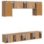 Casa si Gradina - Mobilier - Comode si corpuri - Comode - Set comoda TV Pe perete 5 pcs Lemn Vechi Lemn compozit - Infinity.ro