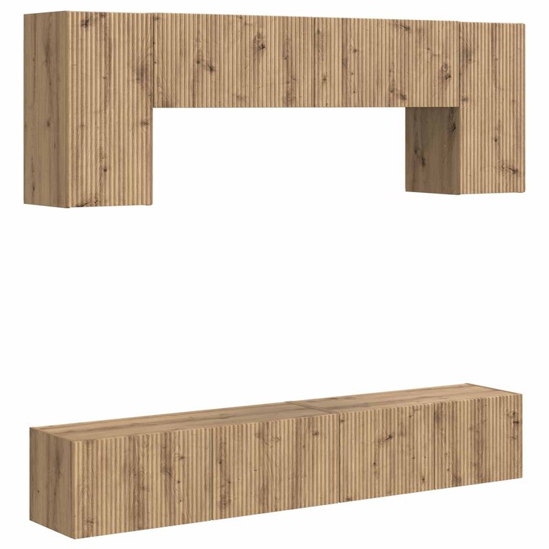 Casa si Gradina - Mobilier - Comode si corpuri - Comode - Set comoda TV Pe perete 4 pcs Lemn vechi Lemn compozit - Infinity.ro