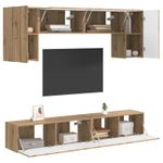 Casa si Gradina - Mobilier - Comode si corpuri - Comode - Set comoda TV Pe perete 4 pcs Lemn vechi Lemn compozit - Infinity.ro