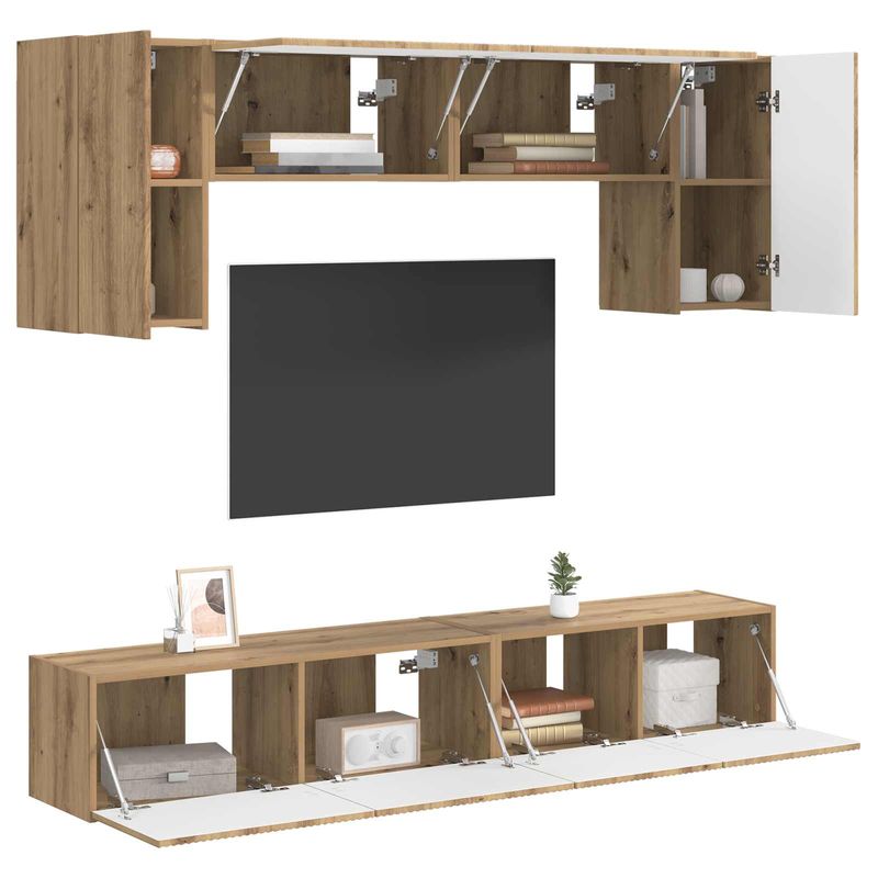 Casa si Gradina - Mobilier - Comode si corpuri - Comode - Set comoda TV Pe perete 4 pcs Lemn vechi Lemn compozit - Infinity.ro