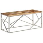 Casa si Gradina - Mobilier - Mese si birouri - Masute de cafea - Masuta de cafea otel inoxidabil argintiu si lemn masiv reciclat - Infinity.ro