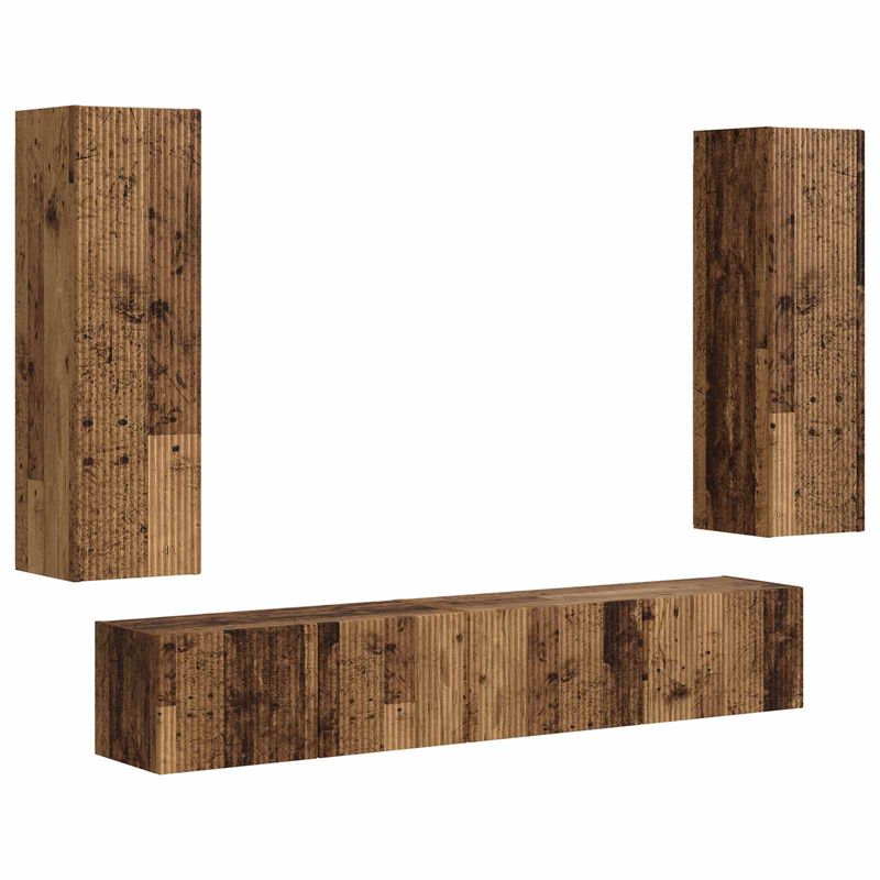 Casa si Gradina - Mobilier - Comode si corpuri - Comode - Set comoda TV Pe perete 3 pcs Lemn vechi Lemn compozit - Infinity.ro
