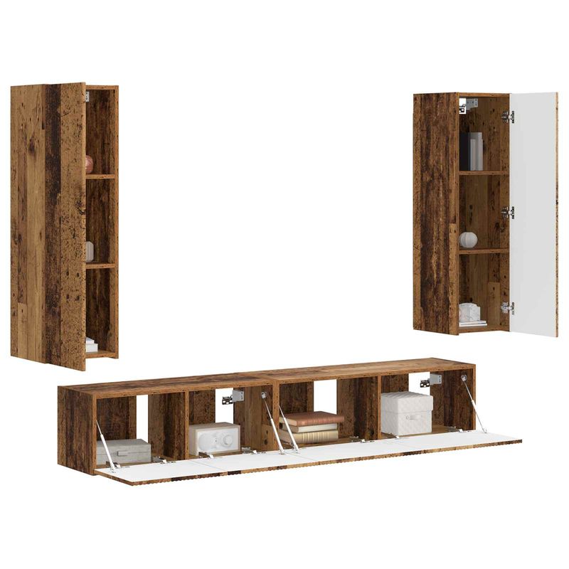 Casa si Gradina - Mobilier - Comode si corpuri - Comode - Set comoda TV Pe perete 3 pcs Lemn vechi Lemn compozit - Infinity.ro