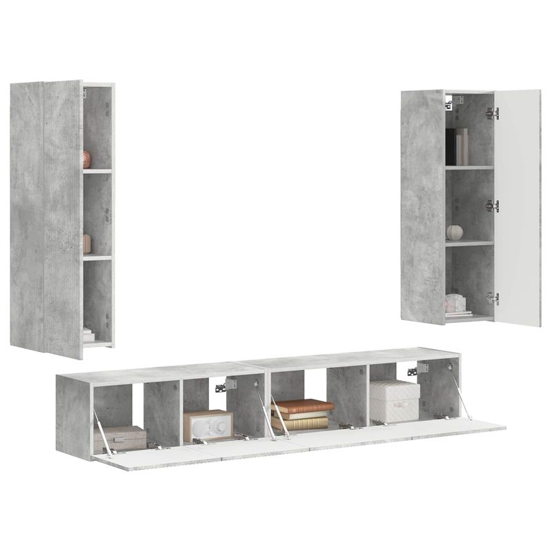 Casa si Gradina - Mobilier - Comode si corpuri - Comode - Set comoda TV Pe perete 3 pcs Gri din beton Lemn compozit - Infinity.ro