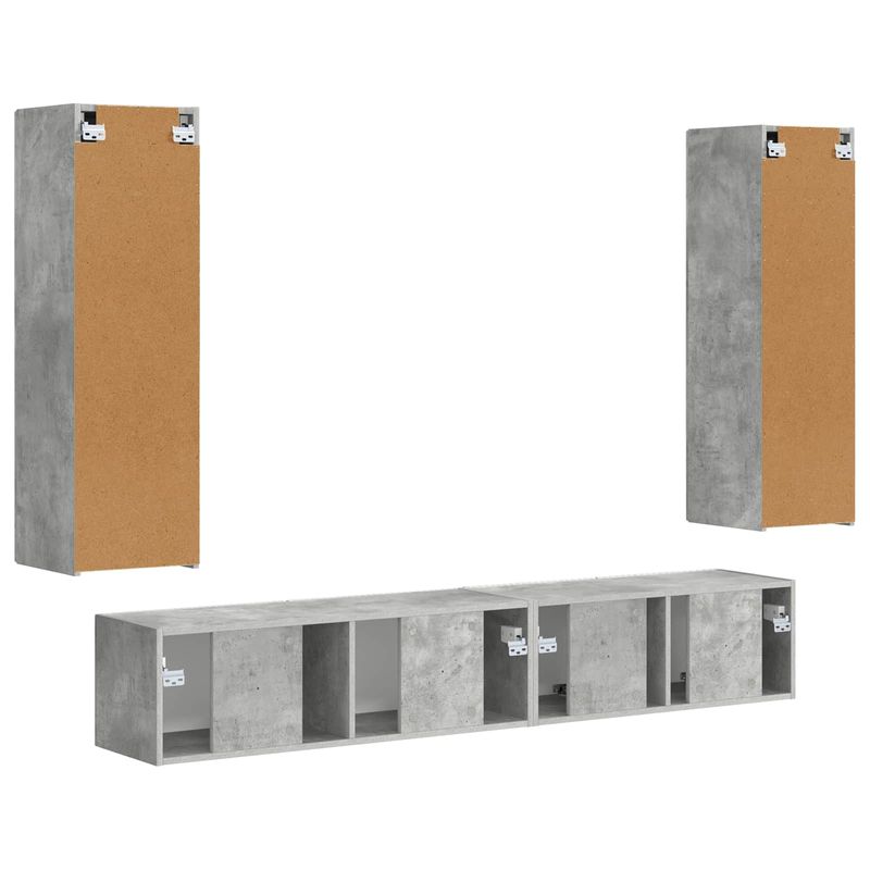 Casa si Gradina - Mobilier - Comode si corpuri - Comode - Set comoda TV Pe perete 3 pcs Gri din beton Lemn compozit - Infinity.ro