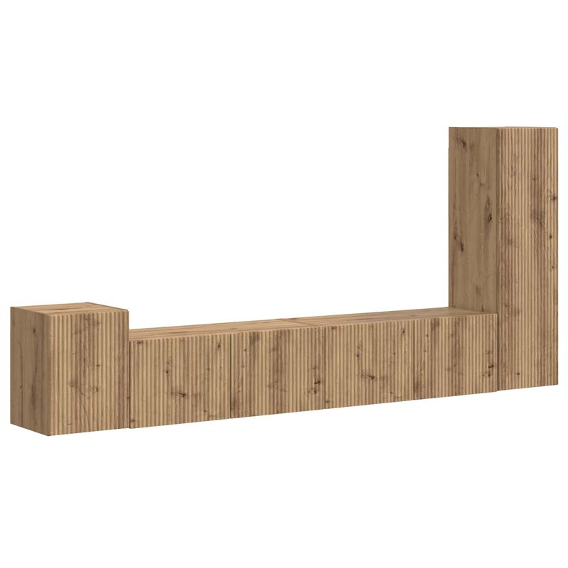 Casa si Gradina - Mobilier - Comode si corpuri - Comode - Set comoda TV Pe perete 3 pcs Stejar Artizanal Lemn compozit - Infinity.ro