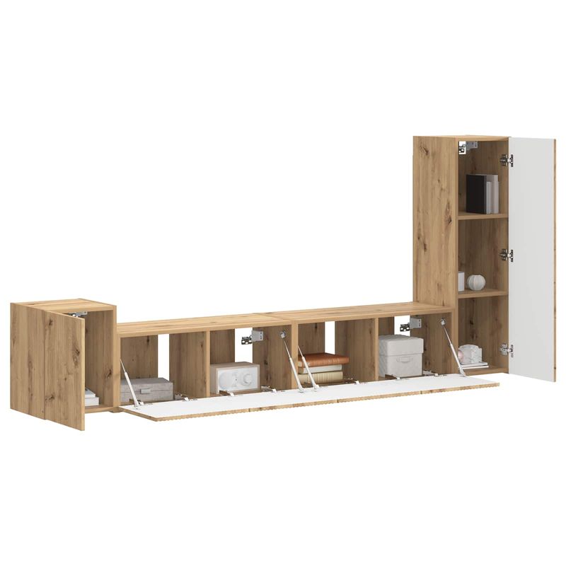 Casa si Gradina - Mobilier - Comode si corpuri - Comode - Set comoda TV Pe perete 3 pcs Stejar Artizanal Lemn compozit - Infinity.ro