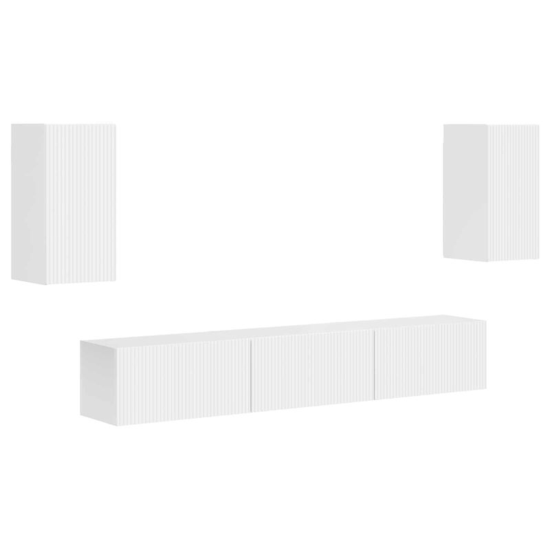 Casa si Gradina - Mobilier - Comode si corpuri - Comode - Set comoda TV Pe perete 3 pcs Alb lucios Lemn compozit - Infinity.ro