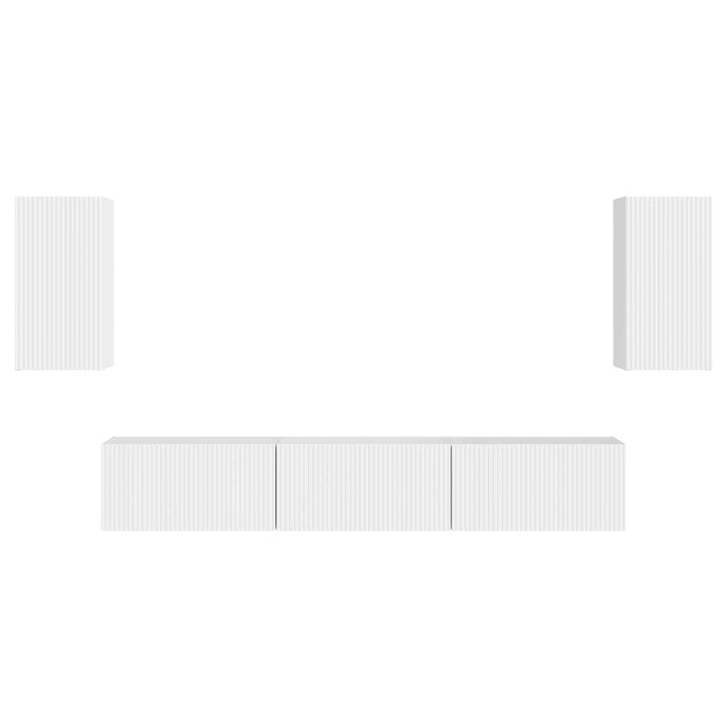 Casa si Gradina - Mobilier - Comode si corpuri - Comode - Set comoda TV Pe perete 3 pcs Alb lucios Lemn compozit - Infinity.ro